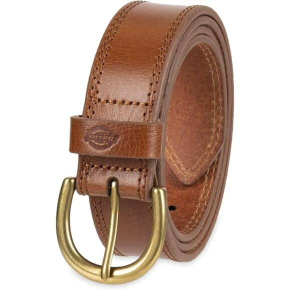 Womens leather belt casual jean workwear belt with round harness buckle for pant - Picture 2 of 6